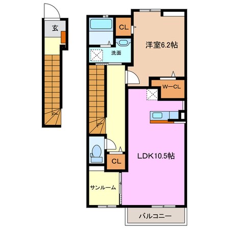 南四日市駅 徒歩8分 2階の物件間取画像